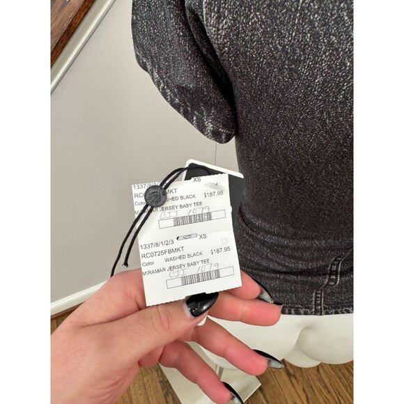 NWT Rag & Bone Washed Black Miramar Jersey Baby Tee Shirt Size XS - Picture 4 of 4